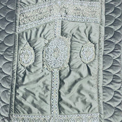 Embroided Velvet Prayer Mat - Grey Quilted