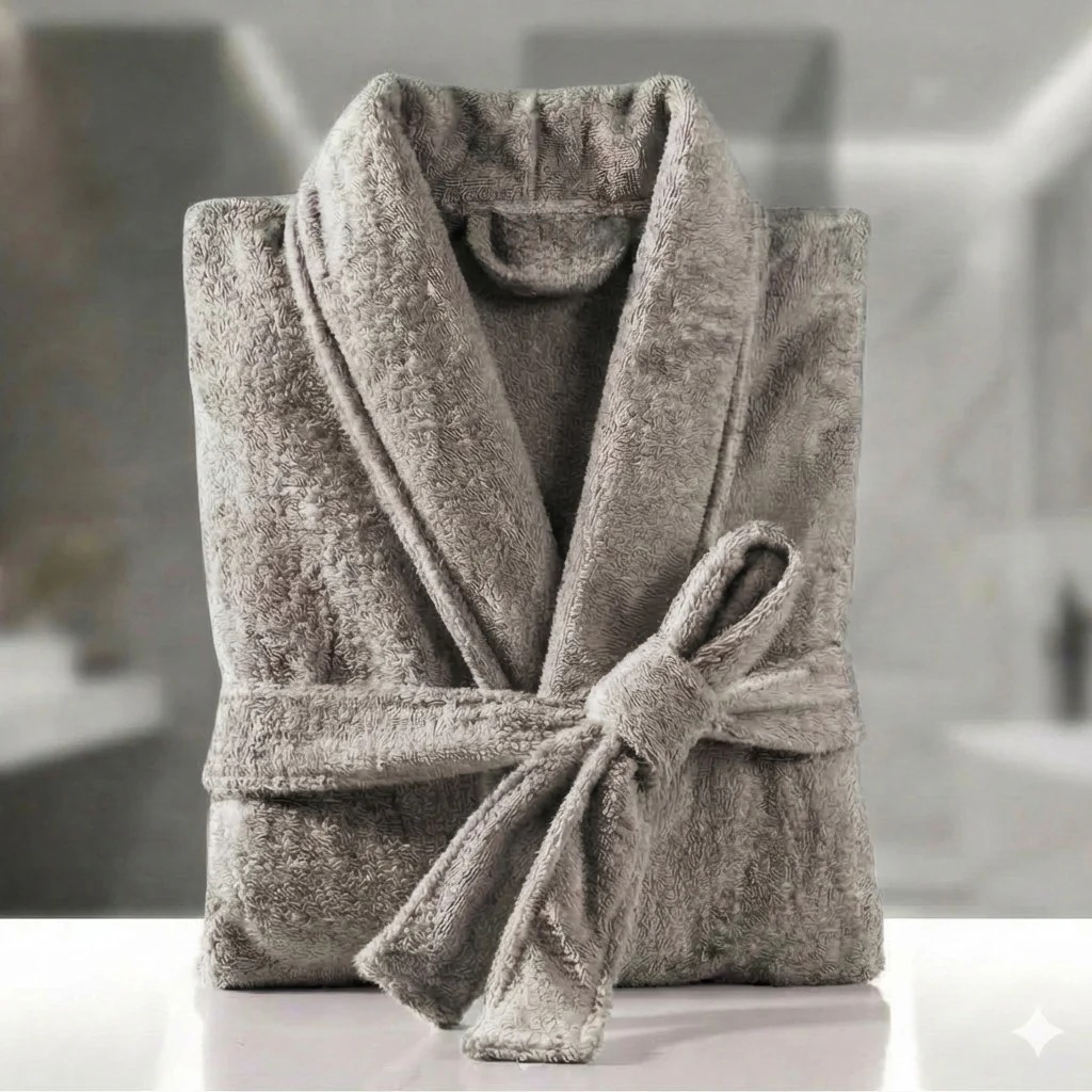 Fluffy Bathrobe - Light Grey