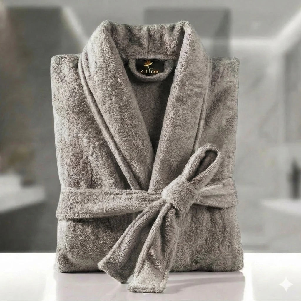 Fluffy Bathrobe - Light Grey