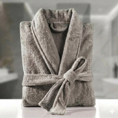 Fluffy Bathrobe - Light Grey