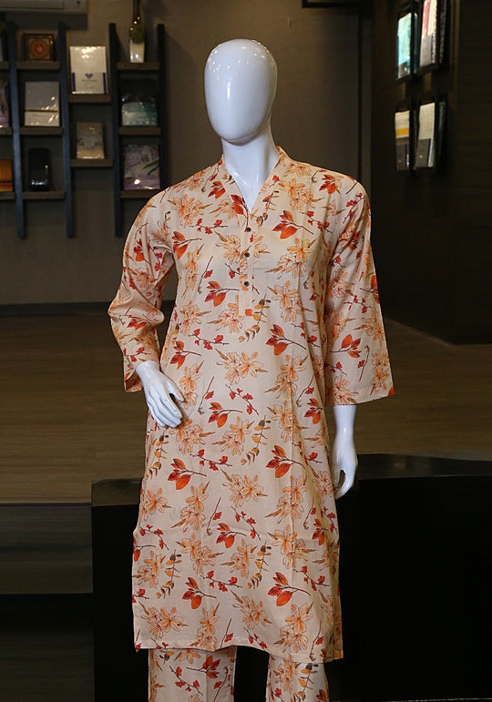 2 Piece Printed Lawn Suit - Terracotta