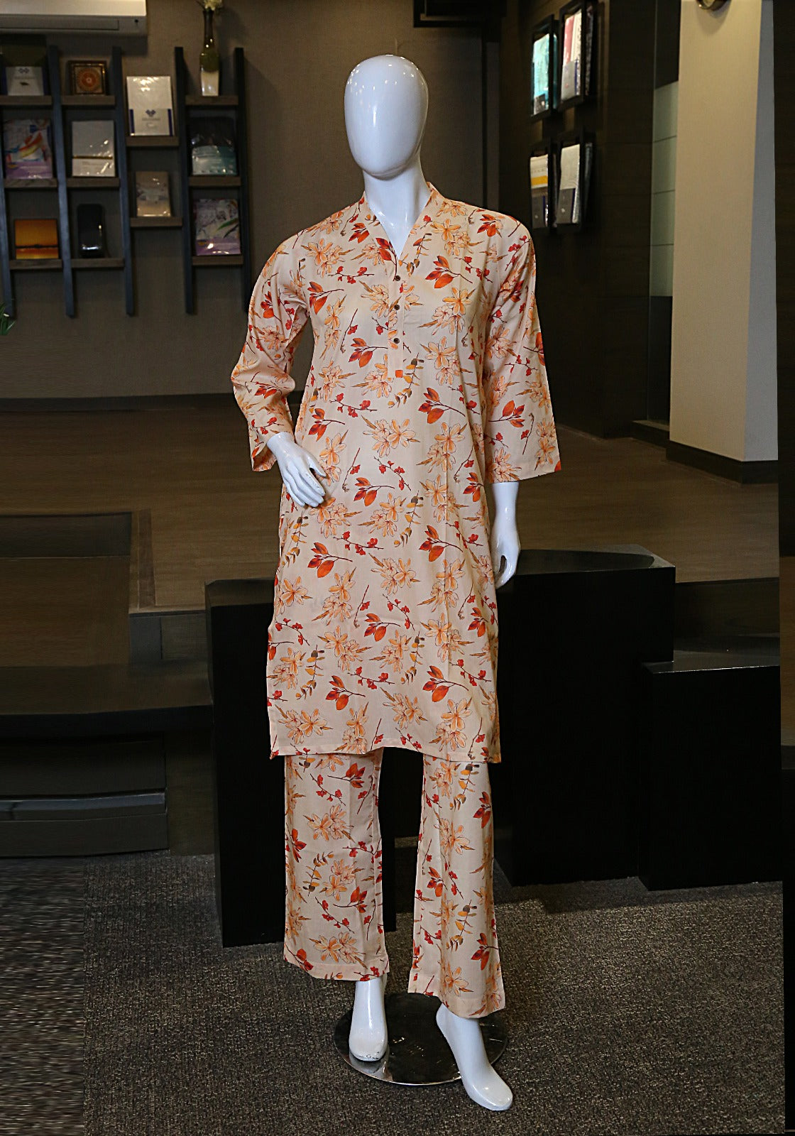 2 Piece Printed Lawn Suit - Terracotta