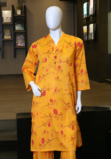 2 Piece Printed Lawn Suit - Canary