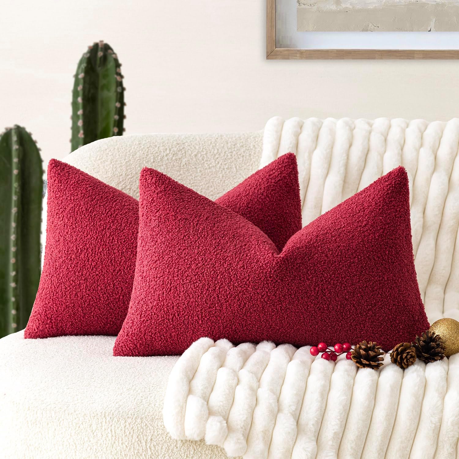 Pair of Terry Pillow Cover - Maroon