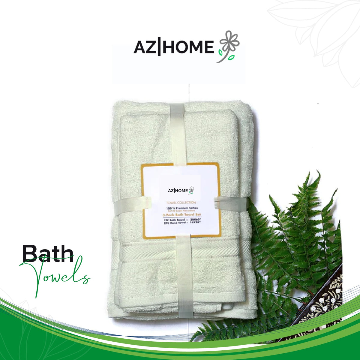 Superior 3 Piece Towel Set - White