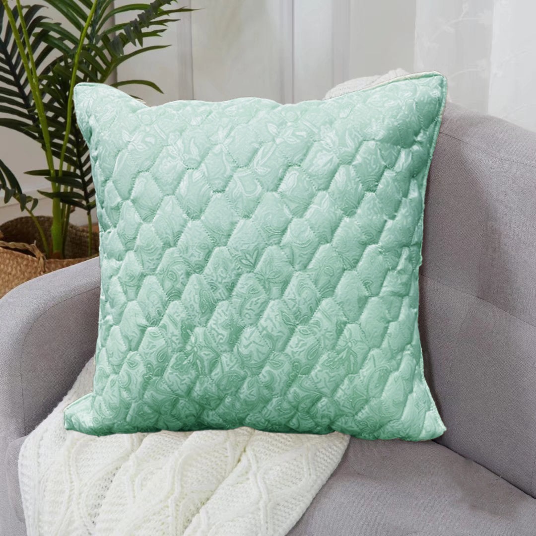 Quilted Cushion Cover - Sea Green