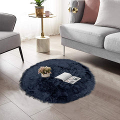 Round Shape Furry Rug (60CM) - Black