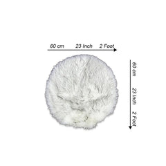 Round Shape Furry Rug (60CM) - White Grey