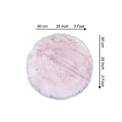 Round Shape Furry Rug (90CM)- Pink