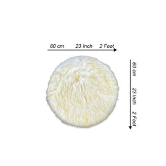 Round Shape Furry Rug (60CM) - Yellow White