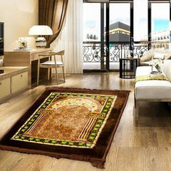 Premium Velvet Prayer Mat - Brown