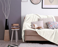 Waffle Fleece Blanket _ Bed Spread - Creamy White