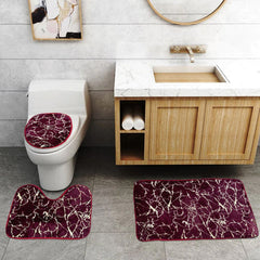 3 Pcs Bath Matt Set – Maroon