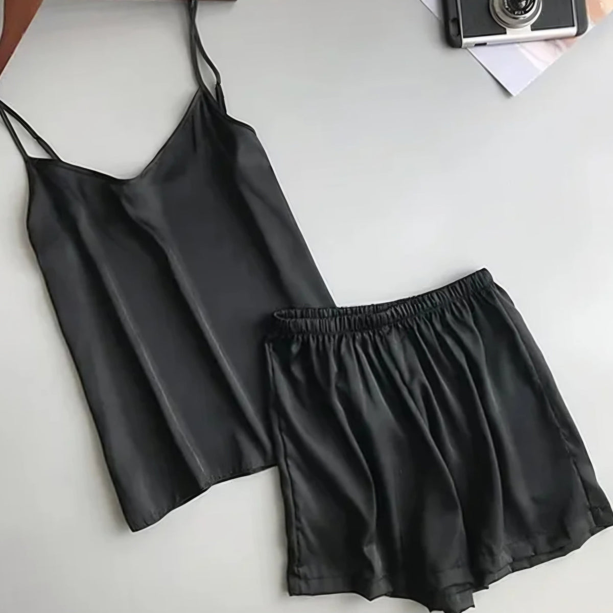 Women Jersey Camisole Set 2 Pcs - Black
