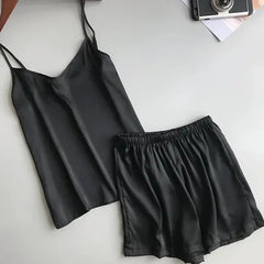 Women Jersey Camisole Set 2 Pcs - Black