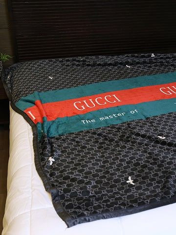 Printed Fleece Blanket - Gucci Black