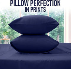 Navy Blue Dyed Solid Bed Sheet Set