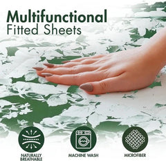 Hunter Green Leaves Bed Sheet Set