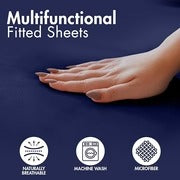 Navy Blue Dyed Solid Bed Sheet Set