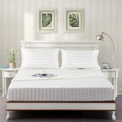 Cotton Sateen Stripe Fitted Sheet 3 Pcs - White