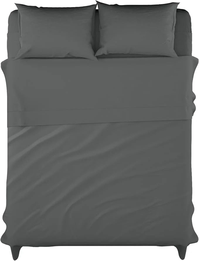Grey Dyed Solid Bed Sheet Set