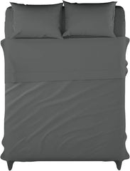 Grey Dyed Solid Bed Sheet Set