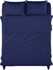 Navy Blue Dyed Solid Bed Sheet Set