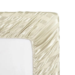 Cotton Sateen Stripe Fitted Sheet 3 Pcs - Off-White