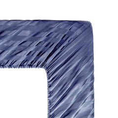 Cotton Sateen Stripe Fitted Sheet 3 Pcs - Navy Blue