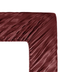 Cotton Sateen Stripe Fitted Sheet 3 Pcs - Red