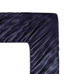 Cotton Sateen Stripe Fitted Sheet 3 Pcs - Indigo