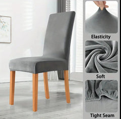 Velvet Chair Covers - Grey