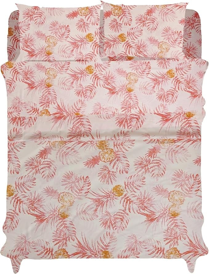 Peachy Floral Bed Sheet Set