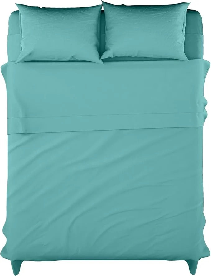 Aqua Blue Dyed Solid Bed Sheet Set