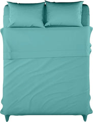 Aqua Blue Dyed Solid Bed Sheet Set
