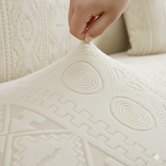 Bohemian L Shape Sofa Cover - Beige