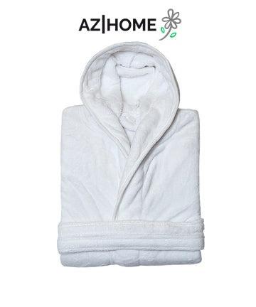 Warm Fleece Plush Bathrobe - White