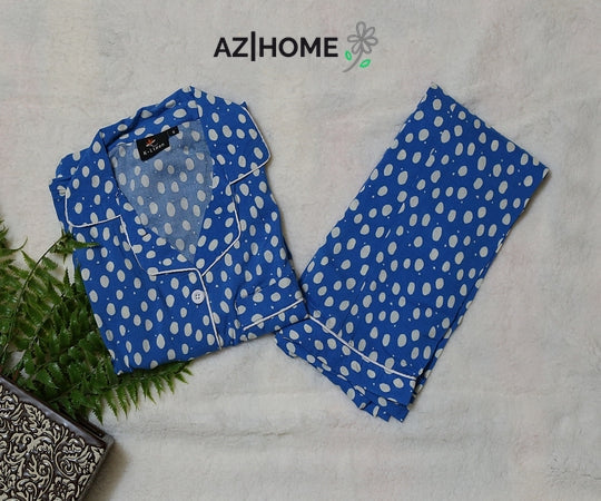 Women Loungewear - Blue White Dots