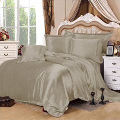 4 Pcs Satin Duvet Bed Set - Grey