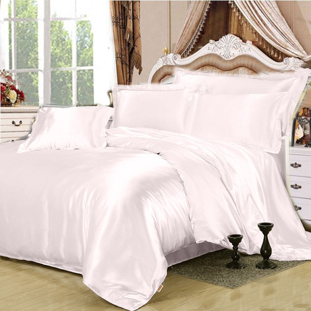 4 Pcs Satin Duvet Bed Set - Light Pink