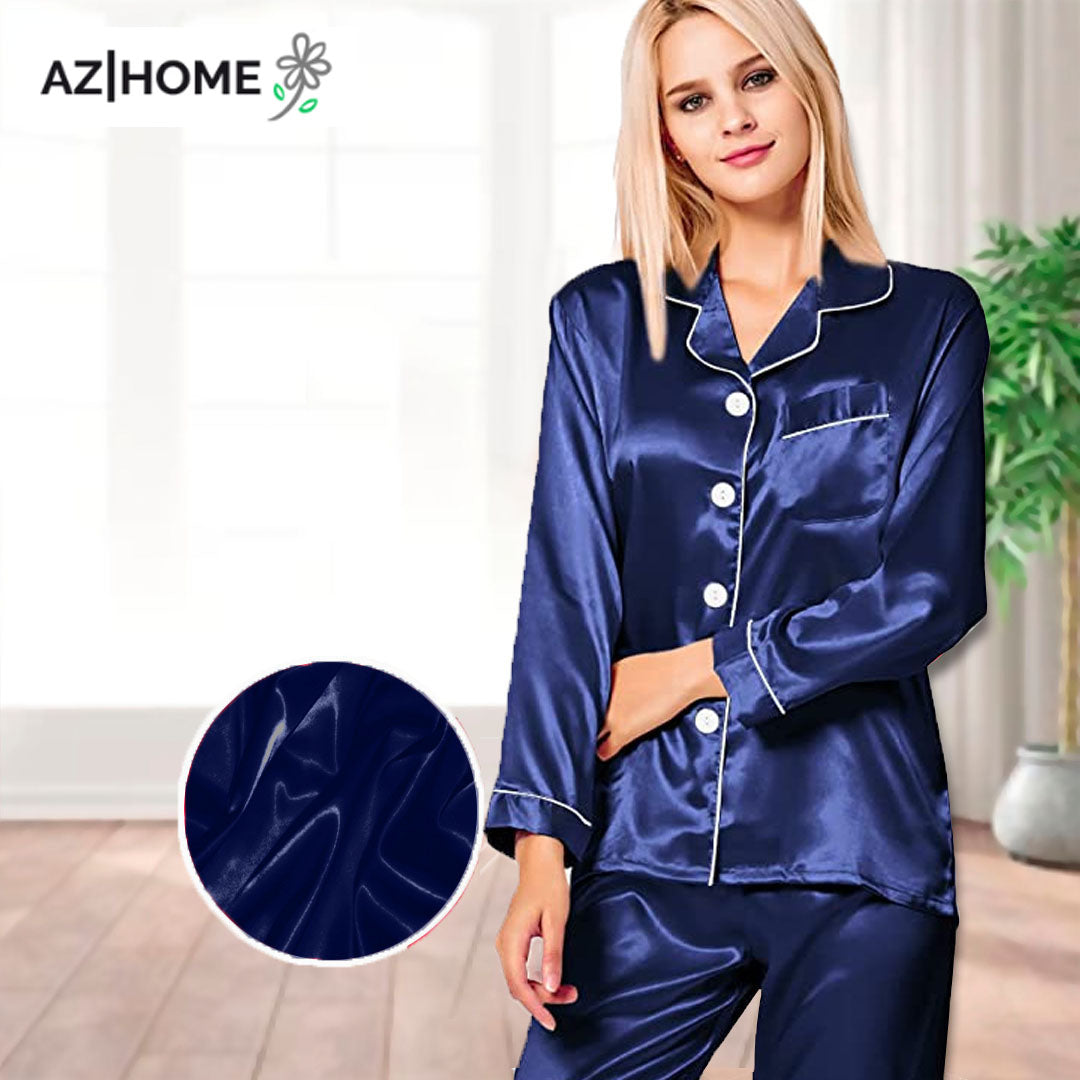 Silk Loungewear Suit -Blue