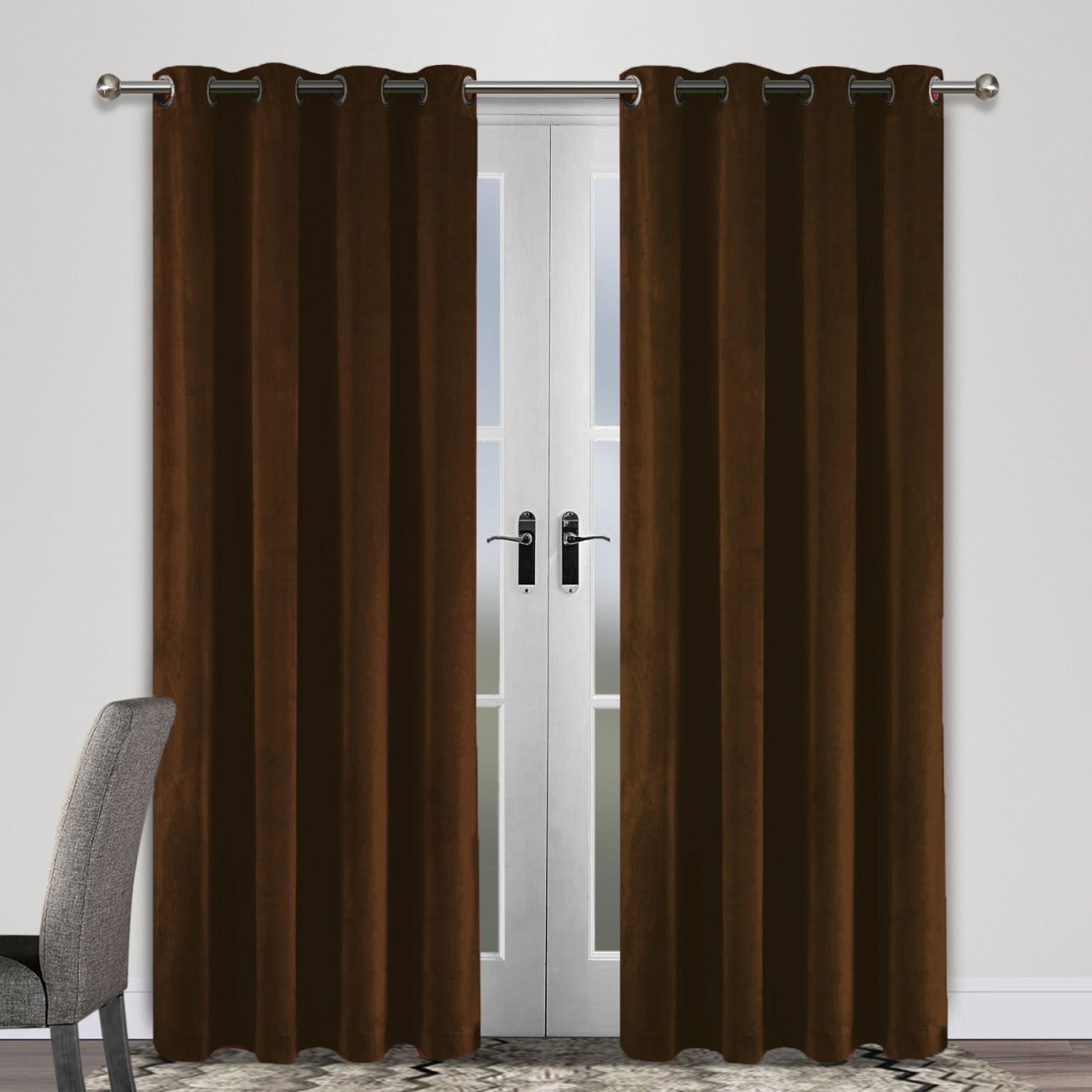 Premium Velvet Curtain - Brown