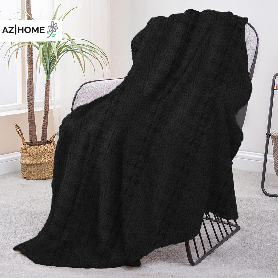 Fleece Embossed Blanket - Black