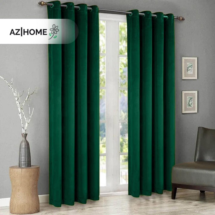 Premium Velvet Curtain - Emerald Green