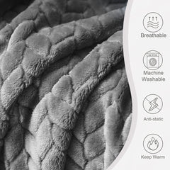 Fleece Embossed Blanket - Grey