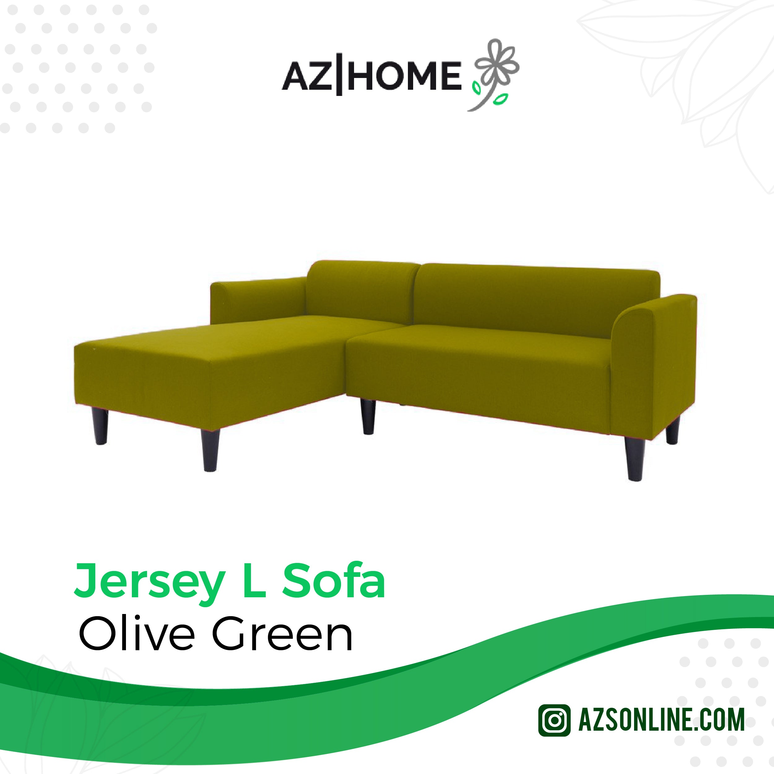 L Shape Jersey Sofa Cover-Olive Green