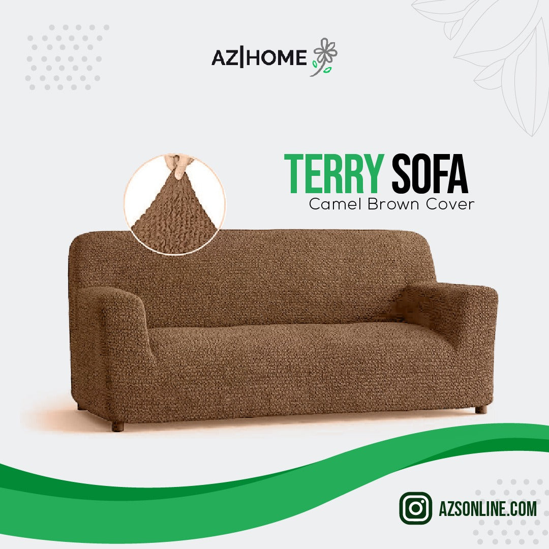 Terry Sofa Cover - Camel Brown