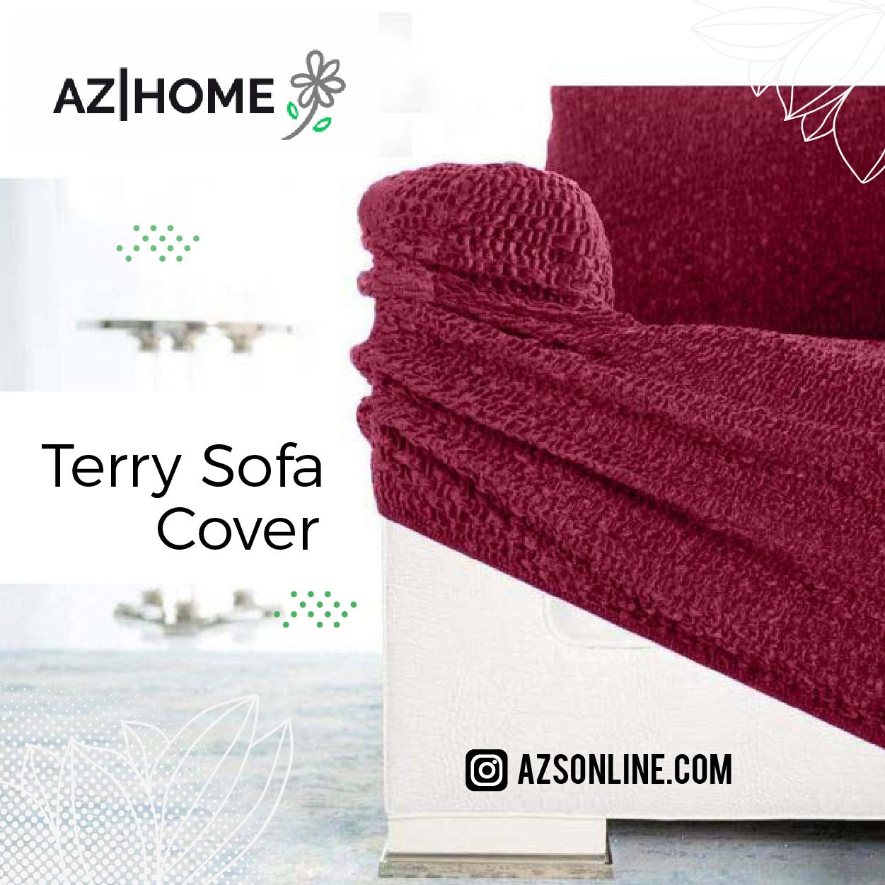 Terry Sofa Cover - Maroon