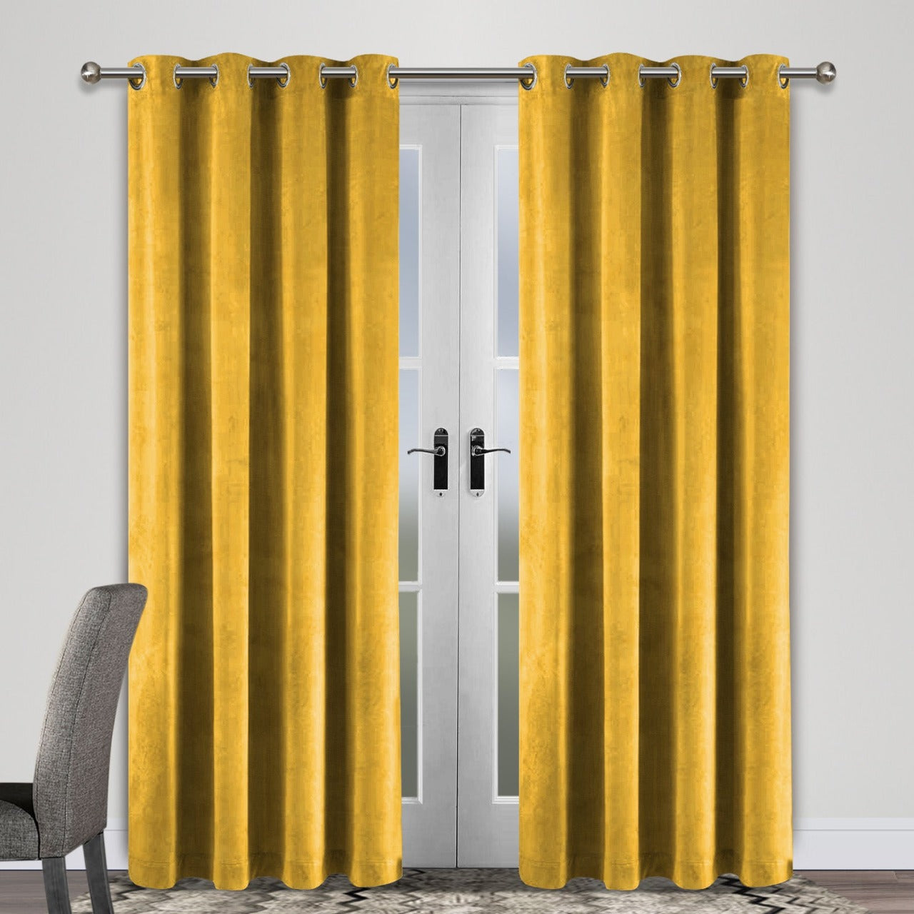 Premium Velvet Curtain - Yellow
