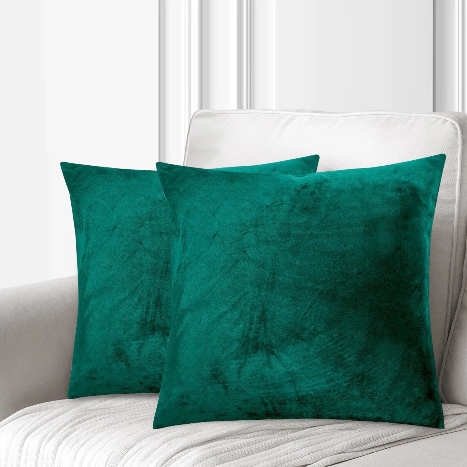 Crushed Velvet Cushion Cover Green